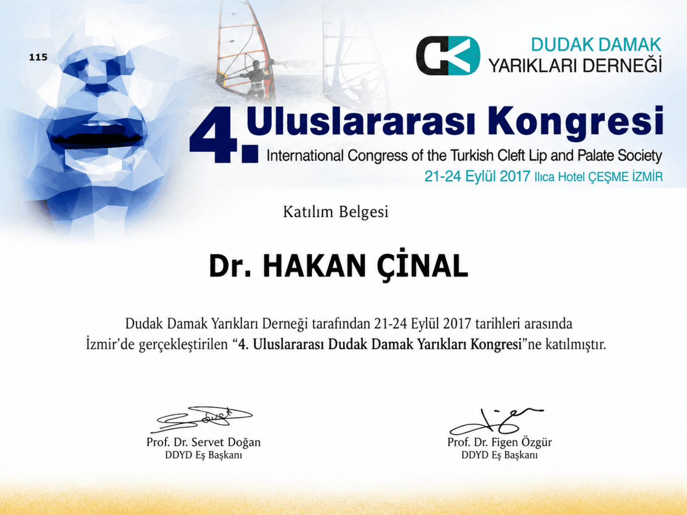 Dudak Damak Yarıklıları Derneği — 4th International Congress Certificate